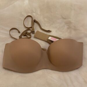 PINK/VS Victoria's Secret Strapless Bra 34B with Straps Nude